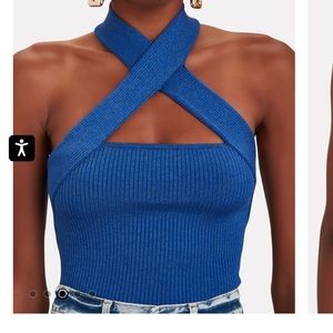 Intermix Iman Cross front knit halter top